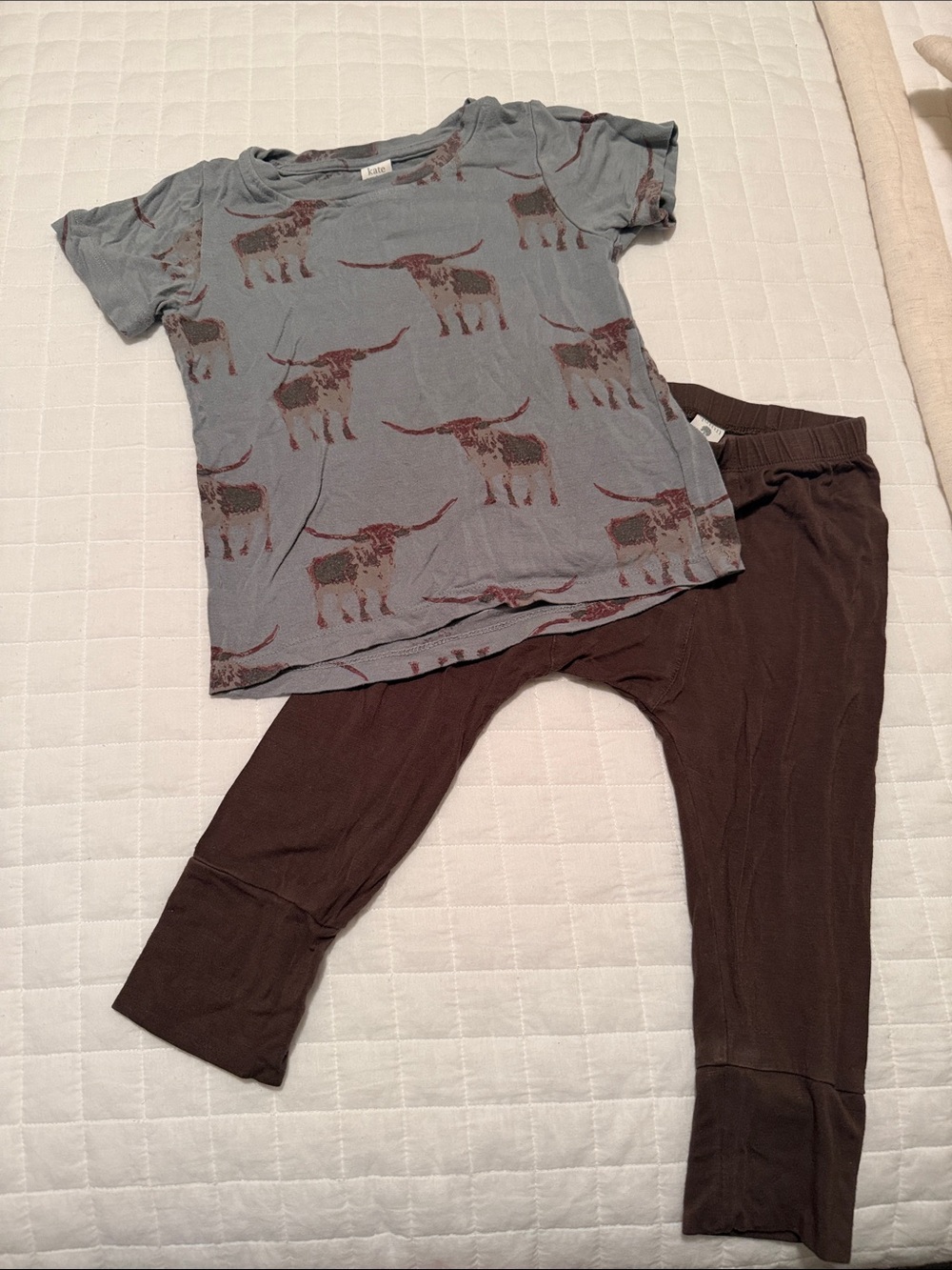 kate quinn Longhorn Print Top with Brown Pants